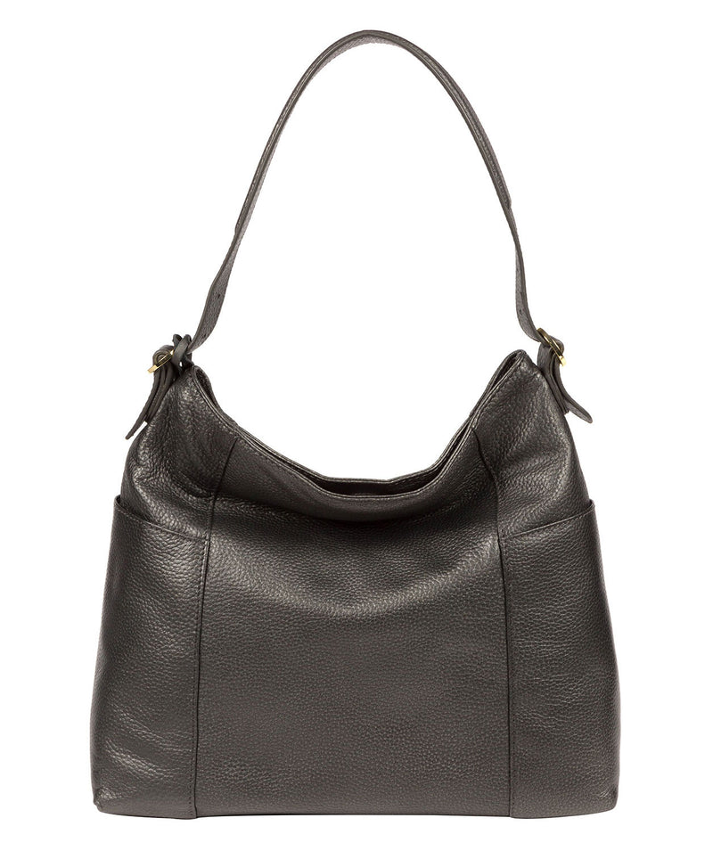 'Trinette' Metallic Dark Silver Leather Tote Bag image 3