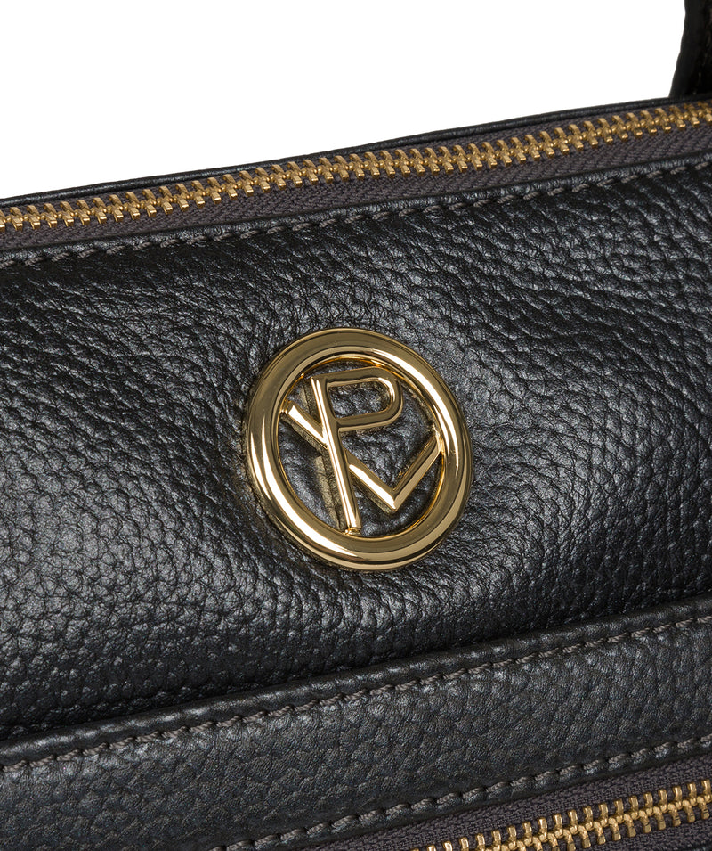 'Rosamonde' Metallic Blue Steel Leather Tote Bag image 6