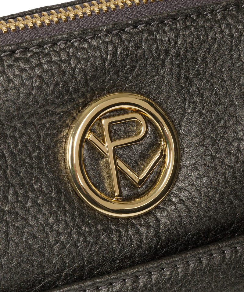 'Rosamonde' Metallic Dark Silver Leather Tote Bag image 6