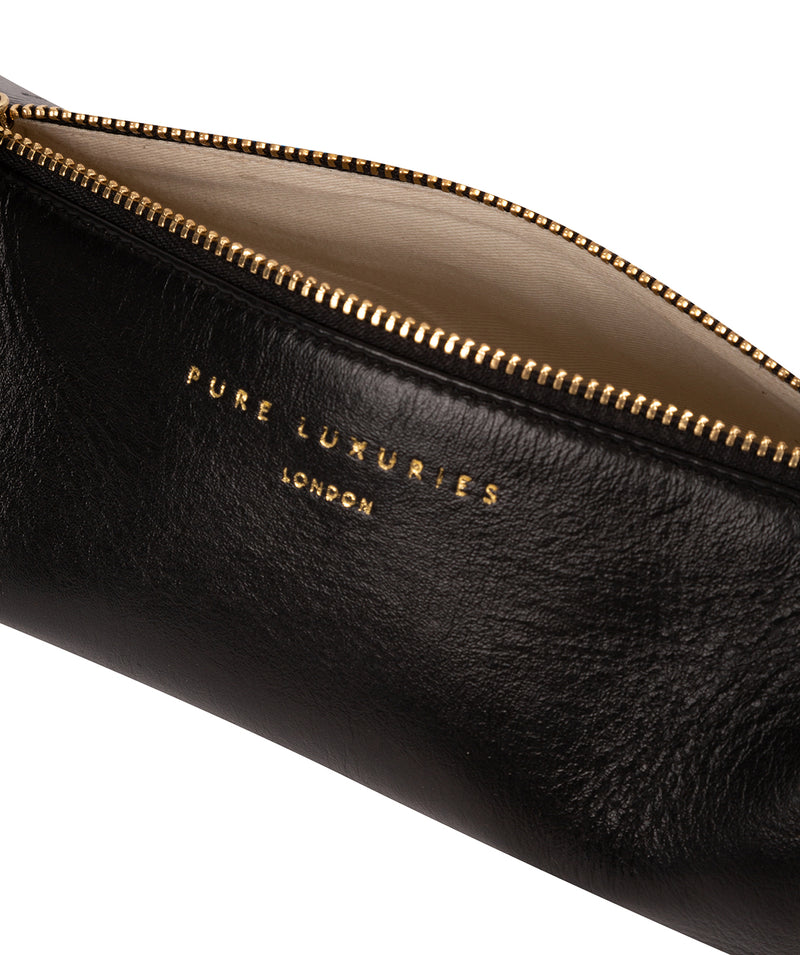'Stockwell' Black Leather Make-Up Brush Pouch