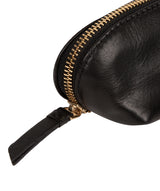 'Reeves' Black Leather Make-Up Brush Bag
