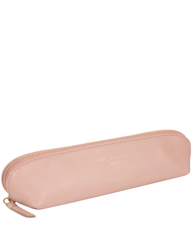 'Reeves' Blush Pink Leather Make-Up Brush Bag