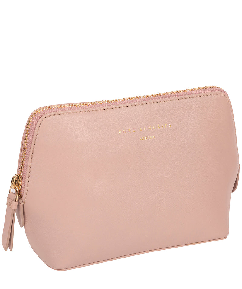 'Theydon' Blush Pink Leather Make-Up Bag