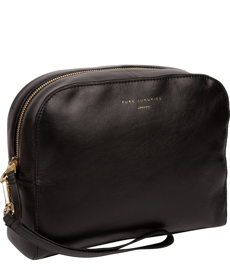 'Brompton' Black Leather Make-Up Bag