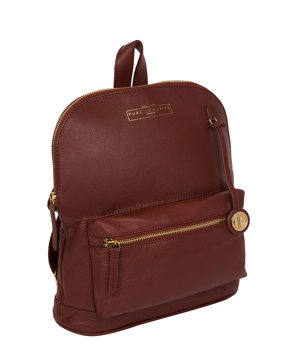 Chestnut Leather Backpack 'Kinsely' by Pure Luxuries – Pure Luxuries London