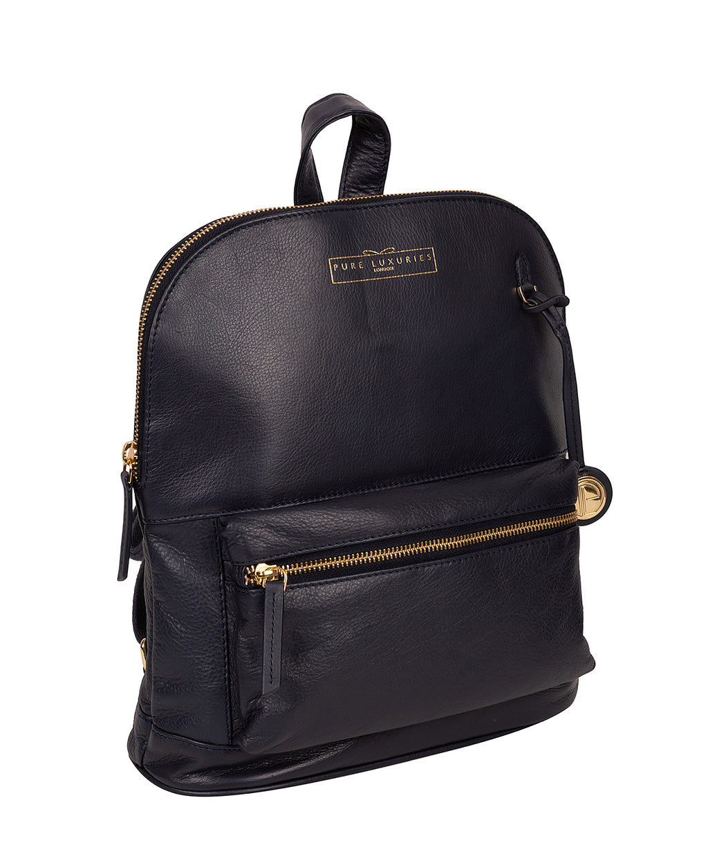 Blue Leather Backpack 'Kinsely' by Pure Luxuries – Pure Luxuries London