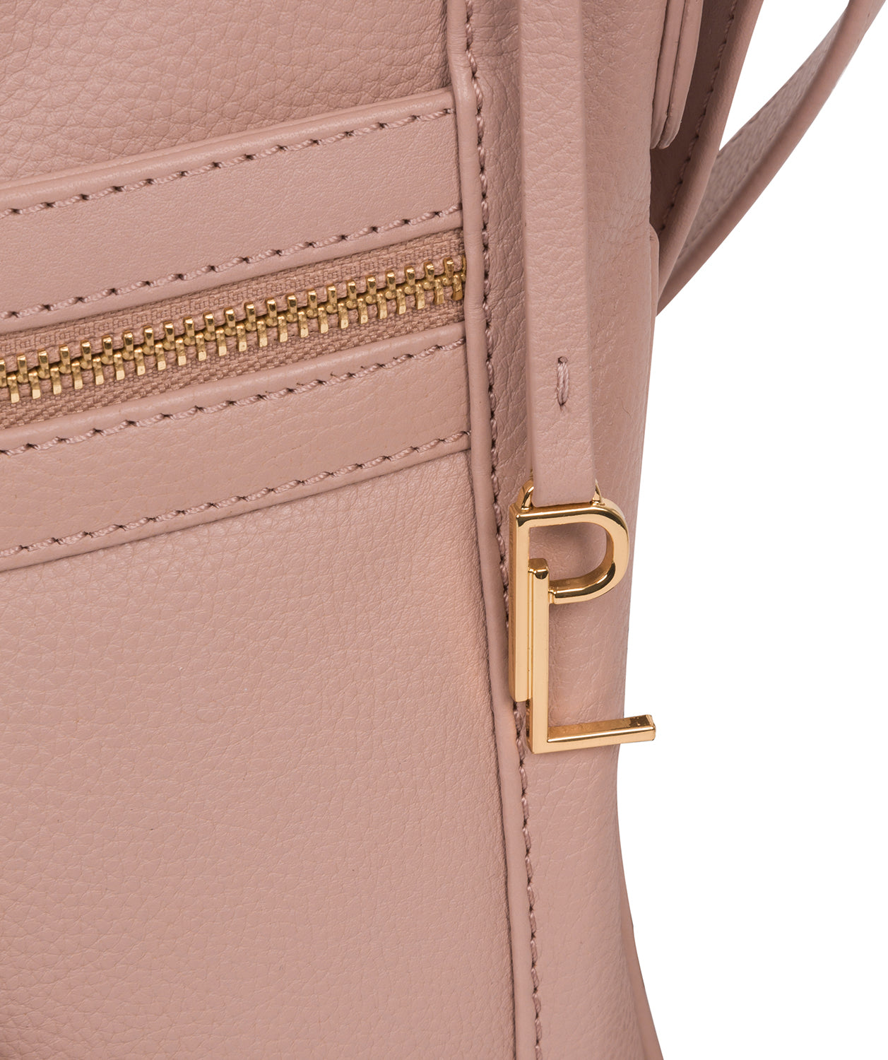 Back panel view of blush pink crossbody bag