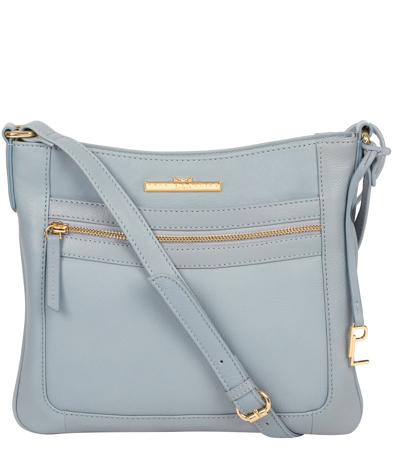 Pure Luxuries Lewes Cashmere Blue leather crossbody bag front view