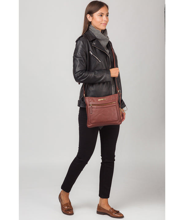 'Lewes' Chestnut Leather Cross Body Bag