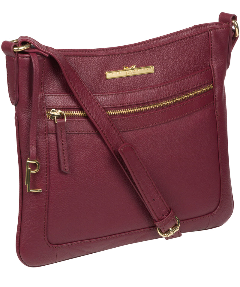 'Lewes' Pomegranate Leather Cross Body Bag