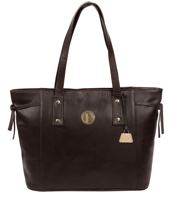 'Calista' Dark Brown Leather Tote Bag