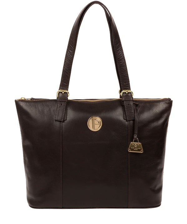 'Aster' Dark Brown Leather Tote Bag