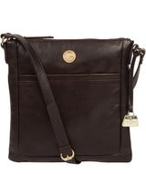 'Lotus' Dark Brown Leather Cross Body Bag