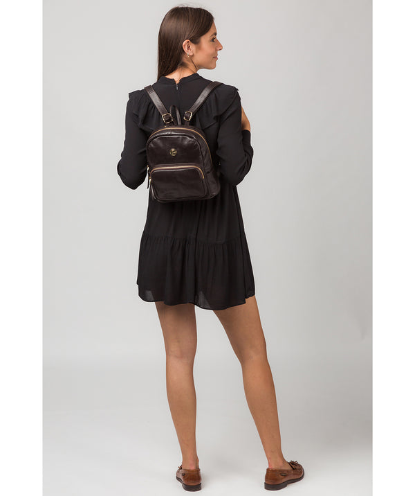 'Cora' Dark Brown Leather Backpack