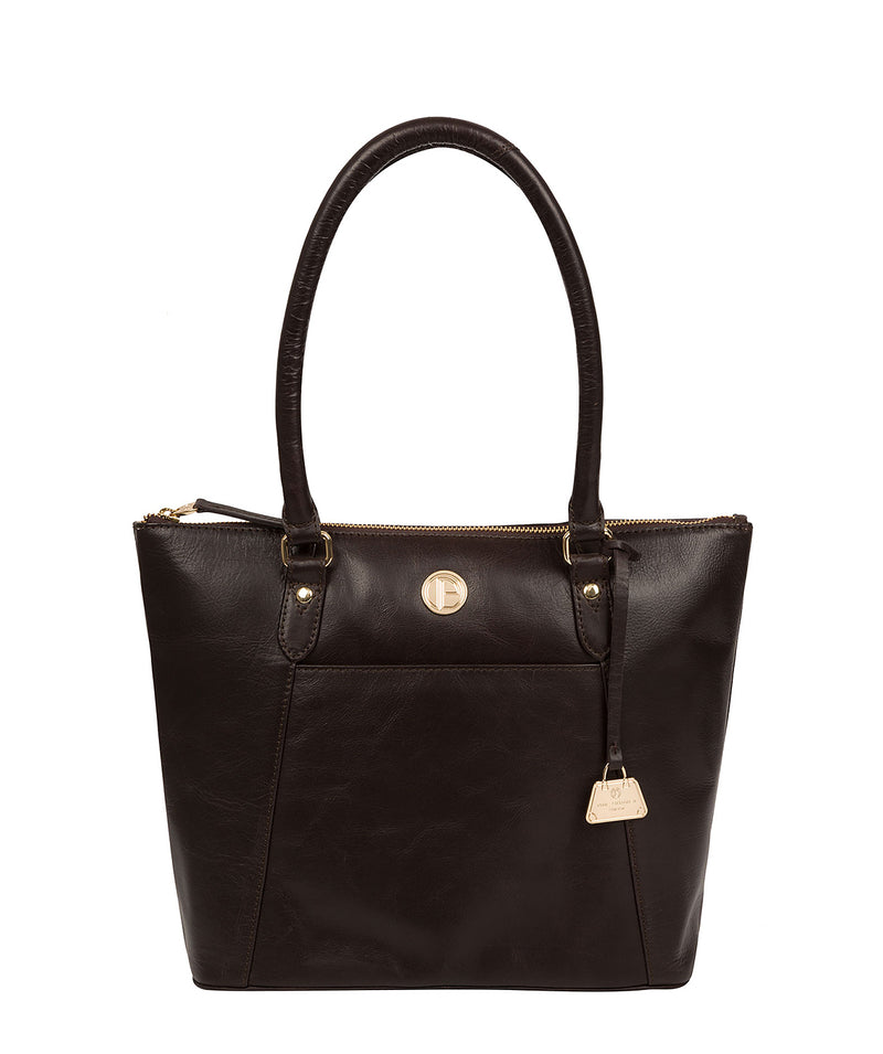 'Violet' Dark Brown Leather Tote Bag