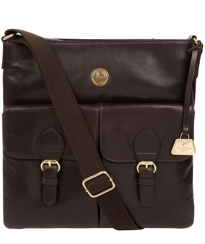 'Azalea' Dark Brown Leather Cross Body Bag