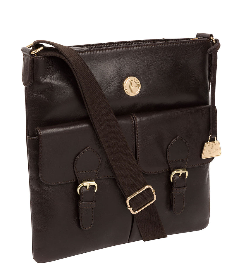 'Azalea' Dark Brown Leather Cross Body Bag