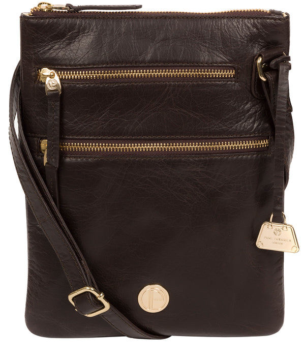 'Gardenia' Dark Brown Leather Cross Body Bag