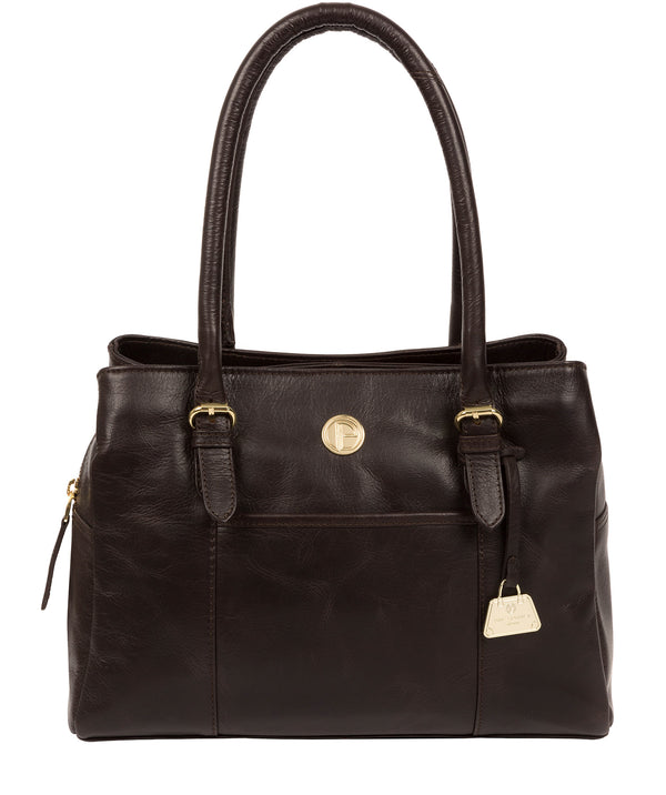 'Fleur' Dark Brown Leather Handbag