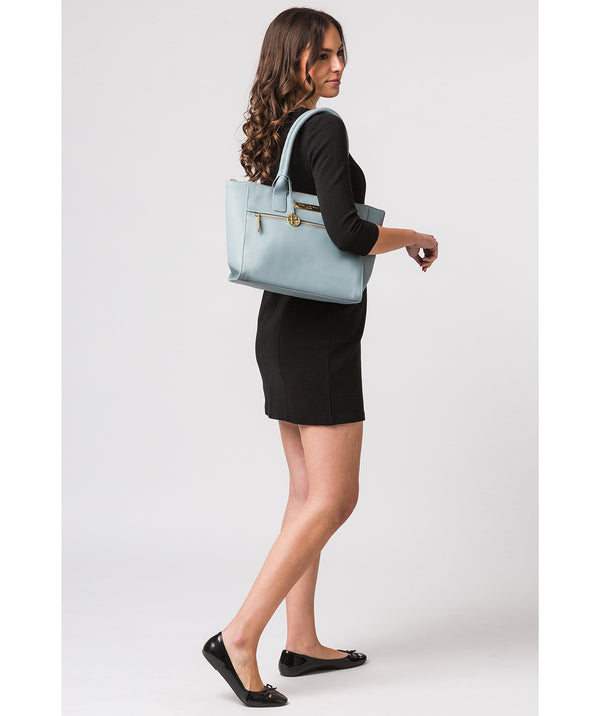 'Faye' Cashmere Blue Leather Tote Bag