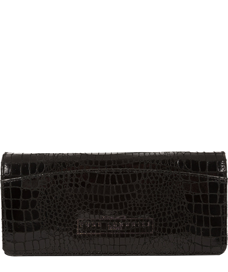 'Izabel' Black Croc Leather Purse