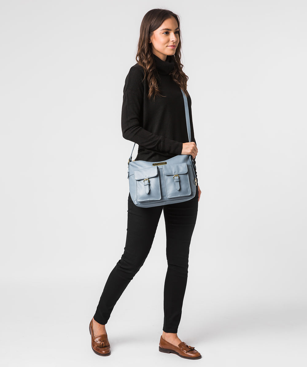 Square Shoulder Bag - Nappa Leather - Midnight Monstera -  Azure Blue