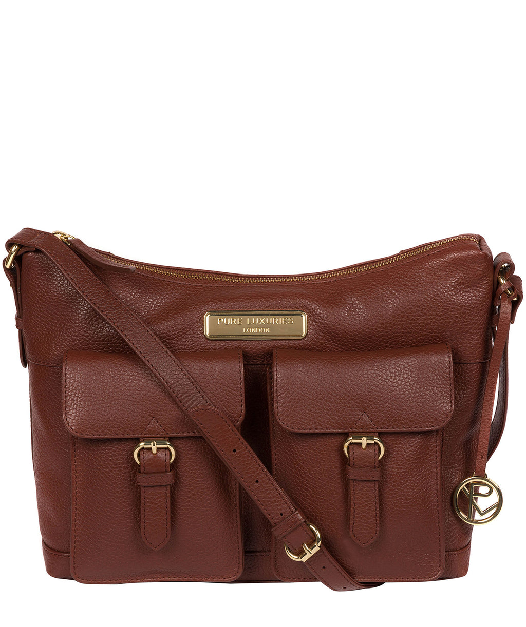 Chestnut Leather Shoulder Bag 'Jenna' by Pure Luxuries Pure Luxuries