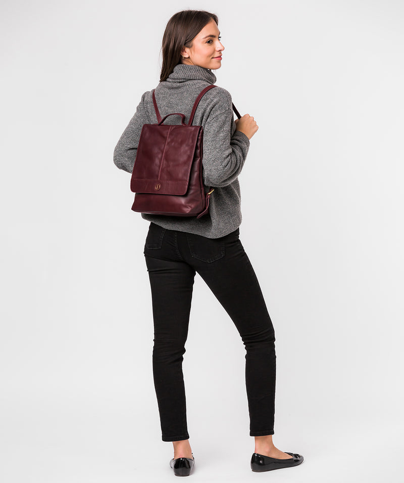 'Pembroke' Burgundy Leather Backpack