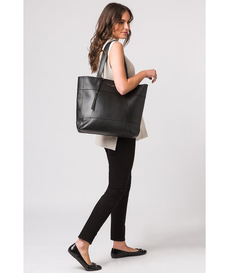 'Arundel' Jet Black Vegetable-Tanned Leather Extra-Large Shopper Bag