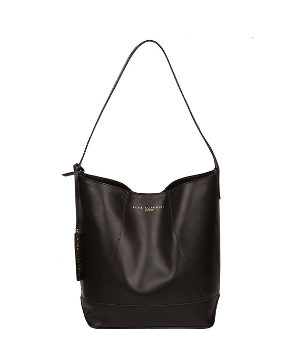 'Tunbridge' Jet Black Vegetable-Tanned Unlined Leather Shoulder Bag