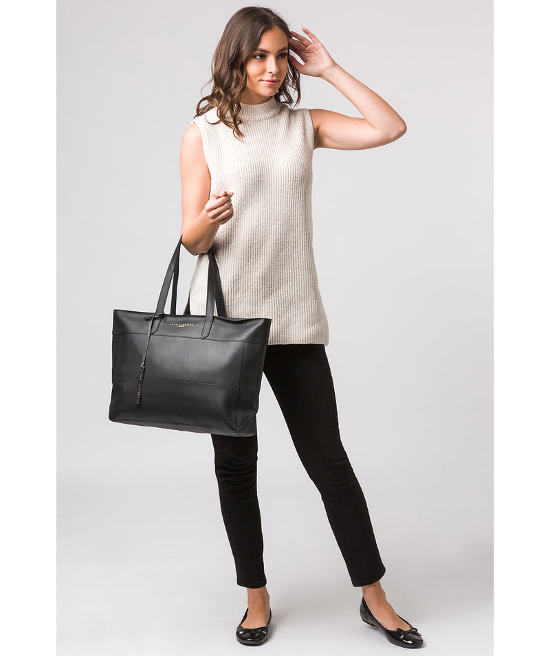 Black Leather Tote Bag 'Milton' by Pure Luxuries – Pure Luxuries
