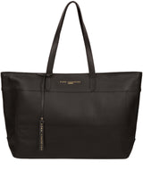 'Milton' Jet Black Vegetable-Tanned Leather Extra-Large Tote Bag