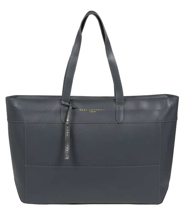 'Milton' Smoky Blue Vegetable-Tanned Leather Tote Bag