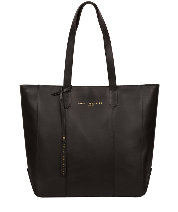 'Amberley' Jet Black Vegetable-Tanned Leather Tote Bag