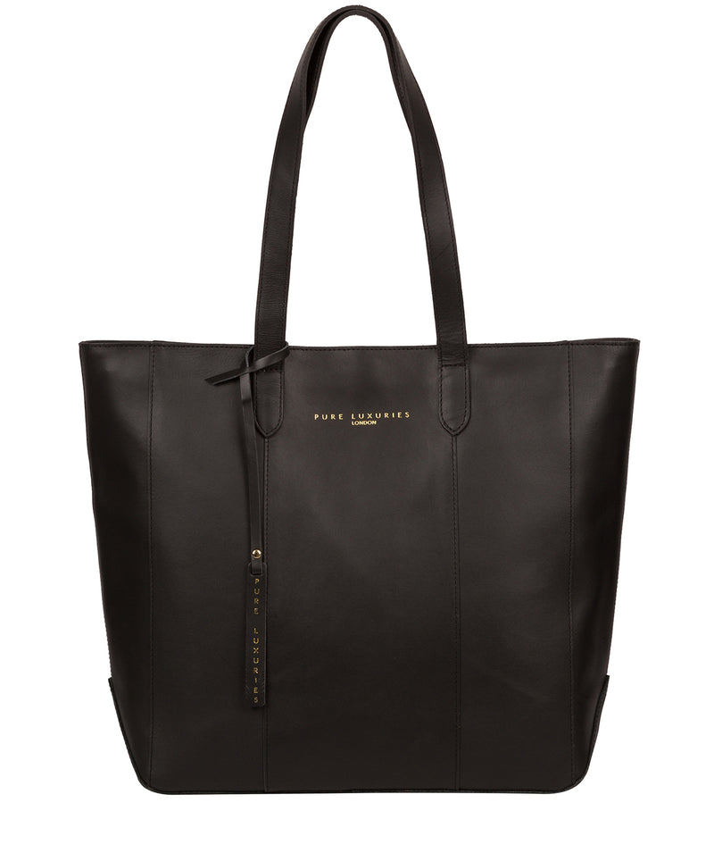 'Amberley' Jet Black Vegetable-Tanned Leather Tote Bag