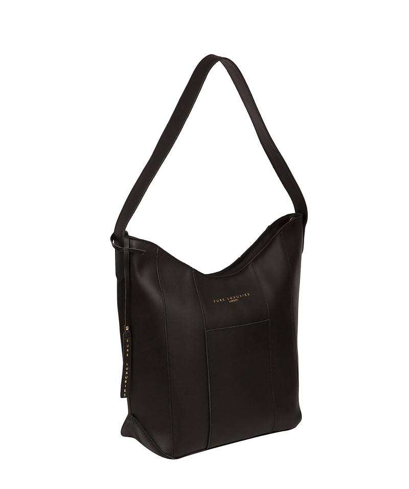 'Winchester' Jet Black Vegetable-Tanned Leather Shoulder Bag