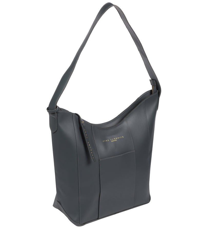 'Winchester' Smoky Blue Vegetable-Tanned Leather Shoulder Bag