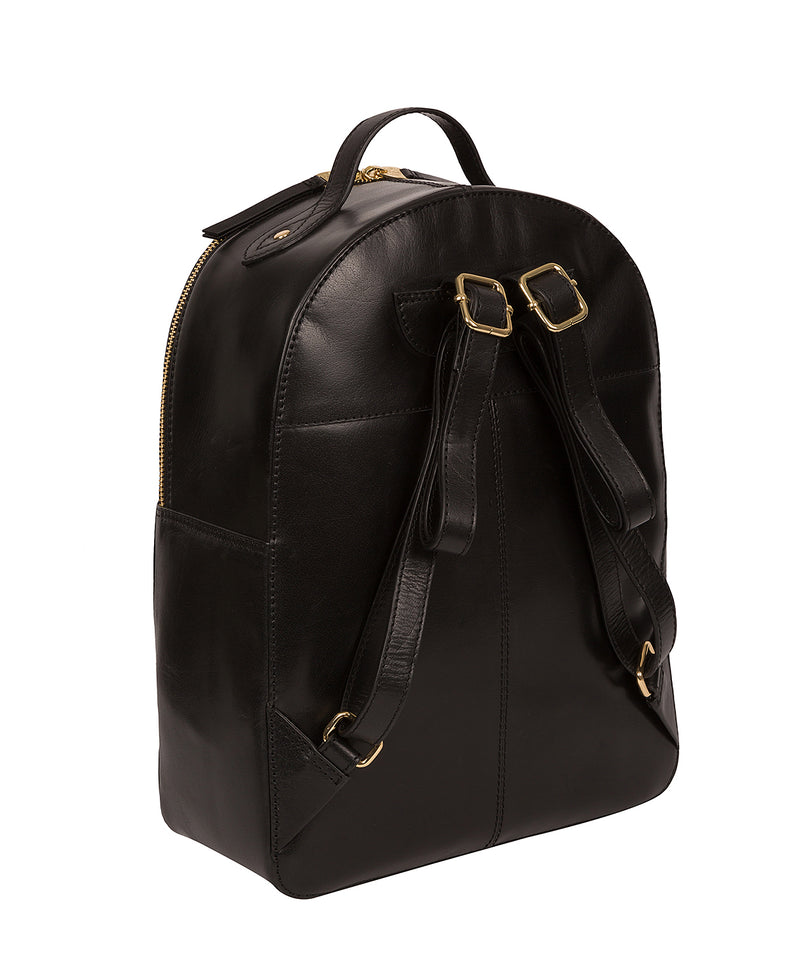 'Christina' Black Vegetable-Tanned Leather Backpack