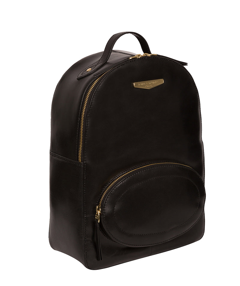 'Christina' Black Vegetable-Tanned Leather Backpack