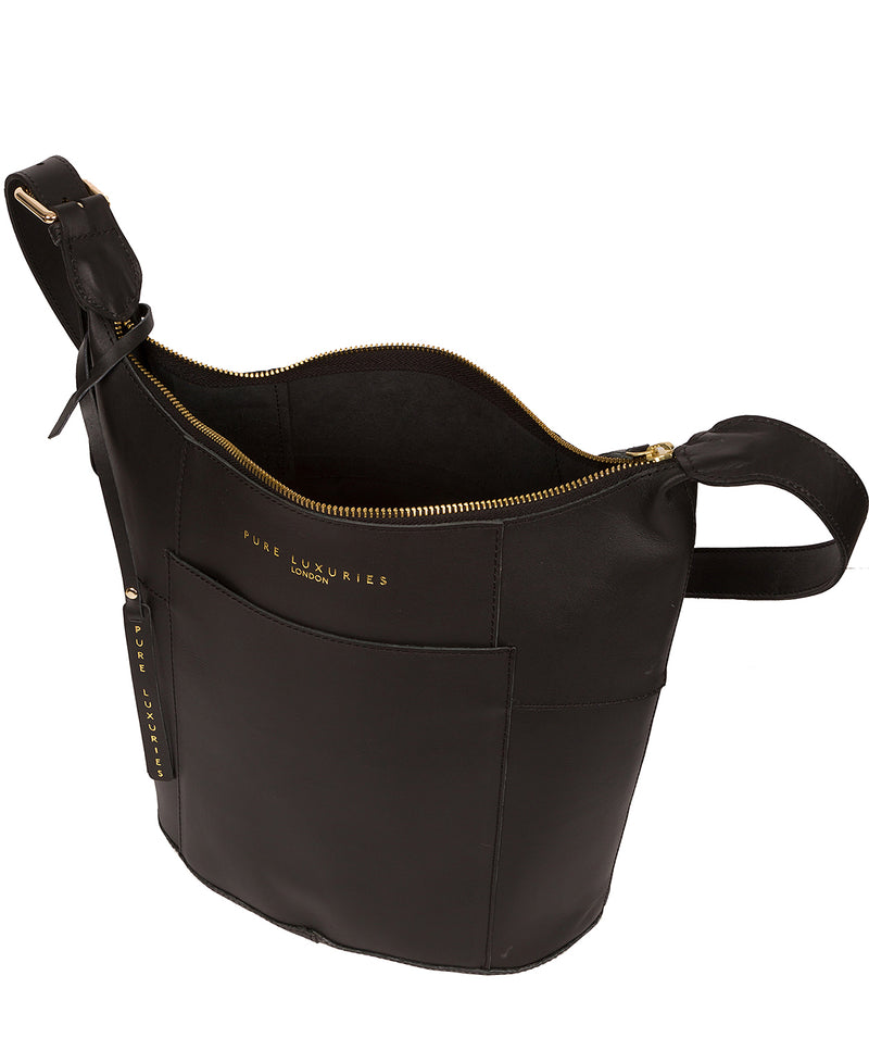 'Chichester' Jet Black Vegetable-Tanned Leather Shoulder Bag