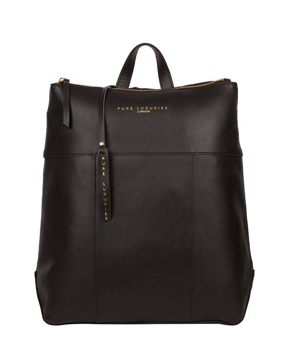 'Hastings' Jet Black Vegetable-Tanned Leather Backpack