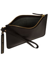 'Sutton' Jet Black Vegetable-Tanned Leather Clutch Bag