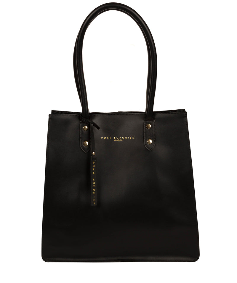 'Henley' Jet Black Vegetable-Tanned Leather Shopper Bag