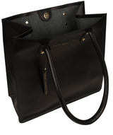 'Henley' Jet Black Vegetable-Tanned Leather Shopper Bag