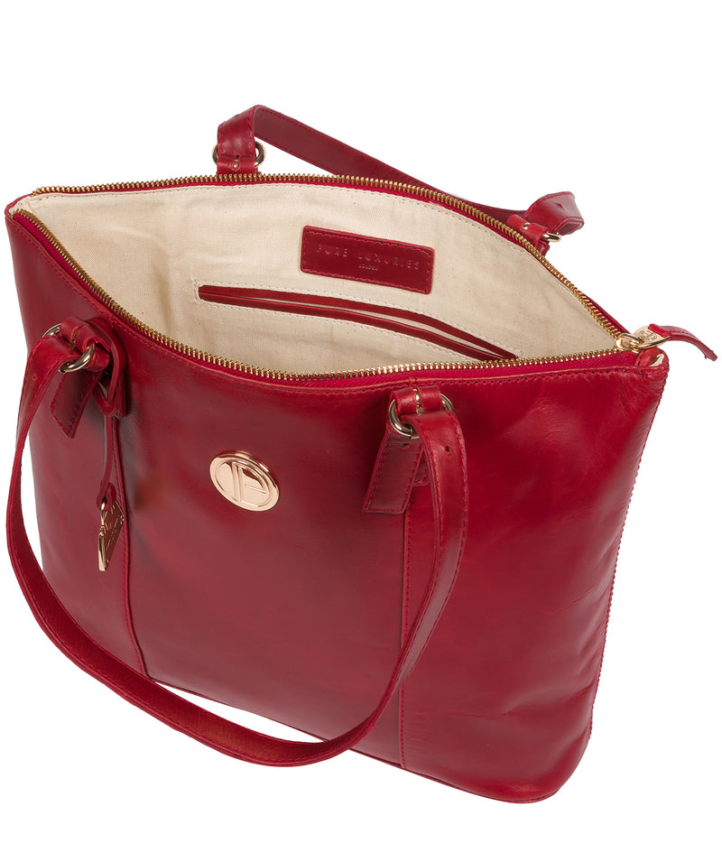 'Aster' Cherry Leather Tote Bag