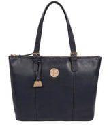 'Aster' Navy Leather Tote Bag