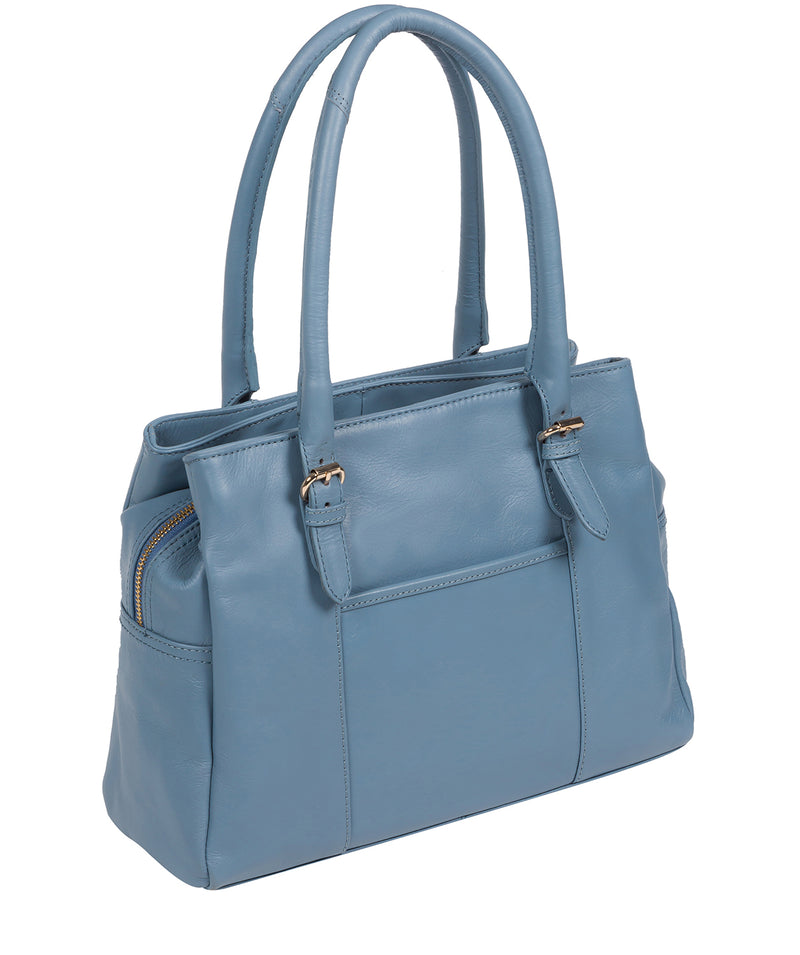'Fleur' Dusky Blue Leather Handbag
