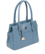 'Fleur' Dusky Blue Leather Handbag