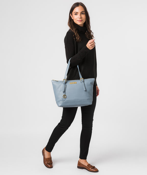 'Emily' Blue Cloud Leather Tote Bag