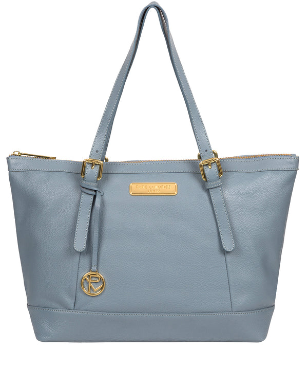 'Emily' Blue Cloud Leather Tote Bag